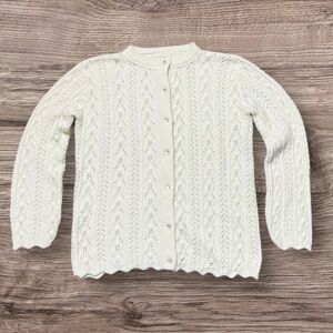 Vintage Cable Knit Cardigan Sweater Cream S Small M Medium L Large